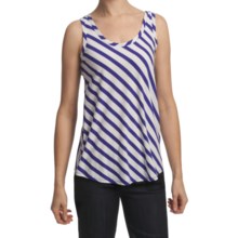 Lilla P Stripe Tank Top - Pima Cotton, Scoop Neck (For Women) in White/Pacific - Closeouts
