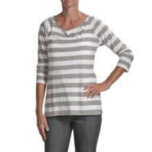 Lilla P Striped Boat Neck Shirt - 3/4 Sleeve (For Women) in Heather Grey/White - Closeouts