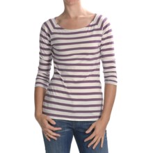 Lilla P Striped Boat Neck Shirt - 3/4 Sleeve (For Women) in Pearl/Jam - Closeouts