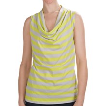 Lilla P Striped Cowl Neck Shirt - Sleeveless (For Women) in Keylime/Fossil - Closeouts