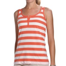 Lilla P Striped Split-Placket Tank Top (For Women) in Cantaloupe/White - Closeouts
