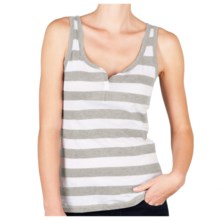 Lilla P Striped Split-Placket Tank Top (For Women) in Heather Grey/White - Closeouts