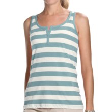 Lilla P Striped Split-Placket Tank Top (For Women) in Lead/Pearl - Closeouts