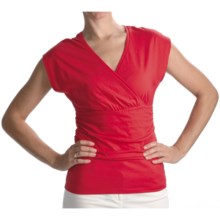 Lilla P Surplice Shirt - Pima Cotton Jersey, Flutter Sleeve (For Women) in Loganberry - Closeouts