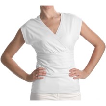 Lilla P Surplice Shirt - Pima Cotton Jersey, Flutter Sleeve (For Women) in White - Closeouts