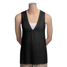 Lilla P Swing Tank Top - Linen-Rich, V-Neck (For Women) in Black - Closeouts