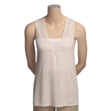 Lilla P Swing Tank Top - Linen-Rich, V-Neck (For Women) in Pearl - Closeouts