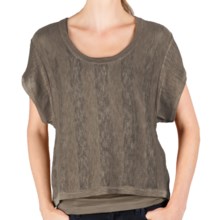 Lilla P Tonal Stripe Easy Crop Sweater (For Women) in Fawn Stripe - Closeouts