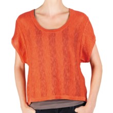 Lilla P Tonal Stripe Easy Crop Sweater (For Women) in Tigerlily Stripe - Closeouts