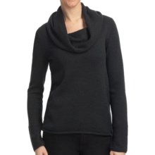 Lilla P Tuck Stitch Drape Neck Sweater - 7-Gauge Cotton Blend (For Women) in Graphite - Closeouts