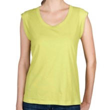 Lilla P Twisted Sleeve Shirt - Whisper Weight Pima Cotton, Short Sleeve (For Women) in Celery - Closeouts