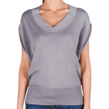 Lilla P U-Neck Blouson Sweater - Cotton-Modal, Short Sleeve (For Women) in Heather Grey - Closeouts