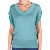 Lilla P U-Neck Blouson Sweater - Cotton-Modal, Short Sleeve (For Women)
