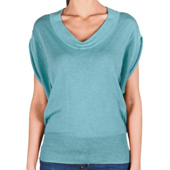 Lilla P U-Neck Blouson Sweater - Cotton-Modal, Short Sleeve (For Women) in Newport