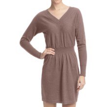Lilla P V-Neck Sweater Dress - Cotton-Cashmere (For Women) in Mink - Closeouts