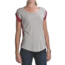 Lilla P Whisper-Weight Bateau Shirt - Pima Cotton, Short Sleeve (For Women) in Heather Grey/Sangria - Closeouts