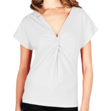Lilla P Whisper Weight Knot-Front T-Shirt - Short Sleeve (For Women) in White - Closeouts