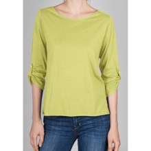 Lilla P Whisper Weight Pima Bateau Shirt - 3/4 Sleeve (For Women) in Celery - Closeouts