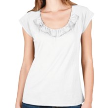 Lilla P Whisper Weight Ruffle-Neck Shirt - Short Sleeve (For Women) in White - Closeouts