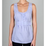 Lilla P Woven Cotton Scoop Tank Top - Shirred, Belted (For Women)