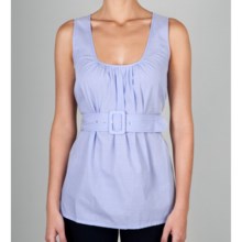 Lilla P Woven Cotton Scoop Tank Top - Shirred, Belted (For Women) in Harbor - Closeouts