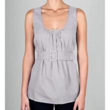 Lilla P Woven Cotton Scoop Tank Top - Shirred, Belted (For Women) in Mist - Closeouts