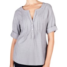 Lilla P Woven Cotton Tunic Shirt - 3/4 Sleeve (For Women) in Mist - Closeouts