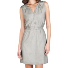 Lilla P Woven Pinstripe Henley Dress - Sleeveless (For Women) in Black Stripe 2 - Closeouts