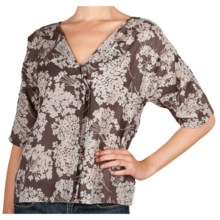 Lilla P Woven Print Shirt - Cotton-Silk, 3/4 Sleeve (For Women) in Slate Print - Closeouts