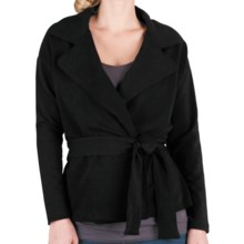 Lilla P Wrap Front Trench - French Terry, Long Sleeve  (For Women) in Black - Closeouts