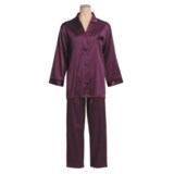 Linda Hartman Satin Charmeuse Pajamas - Long Sleeve (For Women)