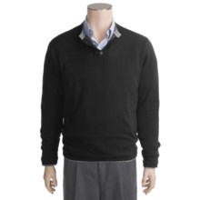 Linea Blu Cotton-Cashmere Henley Sweater - Reversible, Long Sleeve (For Men) in Black - Closeouts