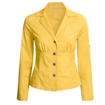 Linea Blu Fitted Cotton Jacket - Long Sleeve (For Women) in Yellow