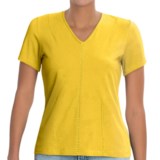 Linea Blu Handstitched Embroidery Shirt - V-Neck, Short Sleeve (For Women)