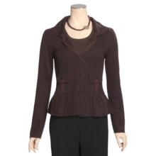 Linea Blu Merino Wool Cardigan Sweater - Fully Fashioned (For Women) in Brown - Closeouts