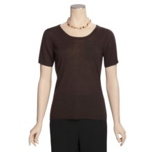 Linea Blu Merino Wool Sweater - Fully Fashioned, Short Sleeve (For Women) in Brown - Closeouts