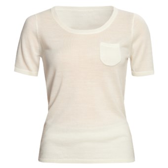 Linea Blu Merino Wool Sweater - Fully Fashioned, Short Sleeve (For Women) in Cream