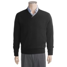 Linea Blu Tipped V-Neck Sweater - Wool-Silk (For Men) in Black - Closeouts