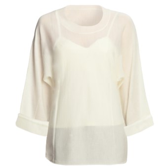 Linea Blu Wool Sweater - Fully Fashioned, Cuffed Bracelet Sleeve (For Women) in Cream