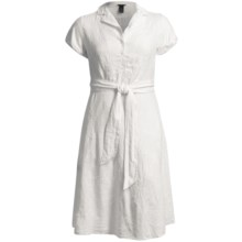 Linen-Blend Shirtwaist Dress - Short Sleeve (For Plus Size Women) in White - 2nds