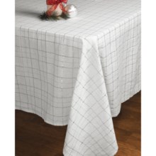 Lintex Shimmer Plaid Table Cloth - 60 x104" in Silver - Closeouts