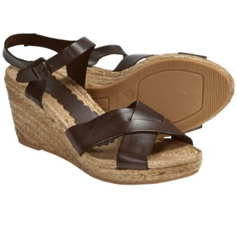 Lisa B. and Co. Wedge Sandals - Leather (For Women) in Dark Brown
