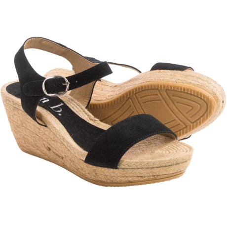lisa b Double Strap Espadrille Wedge Sandals Suede For Women