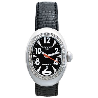 Locman Nuovo Diamond Bezel Watch (For Women) in Black Lizard