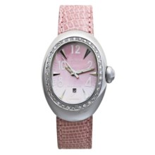Locman Nuovo Diamond Bezel Watch - Mother-of-Pearl Dial (For Women) in Pink Lizard - Closeouts