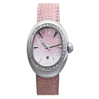 Locman Nuovo Diamond Bezel Watch - Mother-of-Pearl Dial (For Women) in Pink Lizard