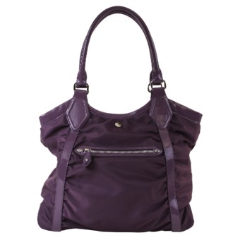 Lodis Pia Patent Julie Tote Purse - Nylon, Patent Leather (For Women) in Aubergine
