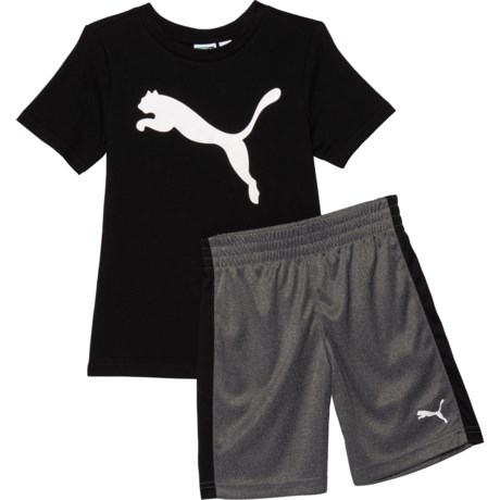 Puma Logo Shirt and Shorts Set - Short Sleeve (For Little Boys ) - BLACK (4 )