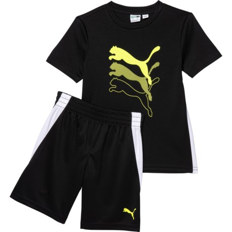 Puma Logo Shirt and Shorts Set - Short Sleeve (For Little Boys ) - BLACK (6 )
