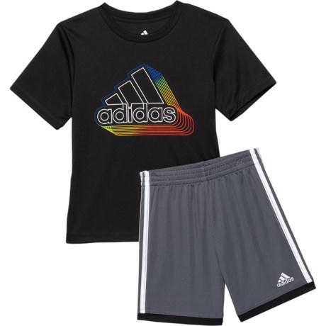 Adidas Logo T-Shirt and Shorts Set - Short Sleeve (For Toddler Boys) - ADI BLACK (2T )